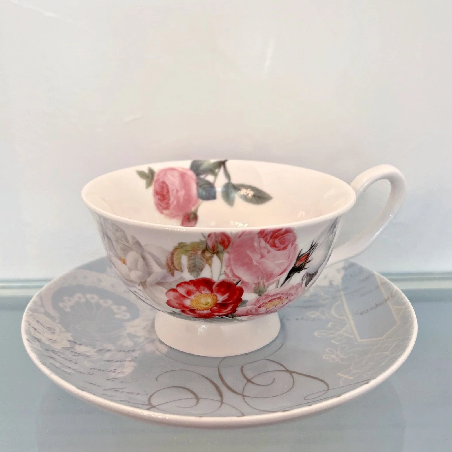 Botanical Rose Teacup and Saucer — Paris In A Cup Tea Shop